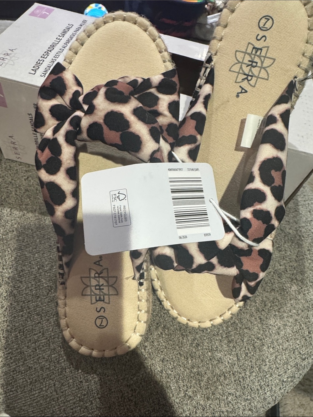 SERRA Leopard-Print Knot Strap Sandals in Tan, Black, Brown